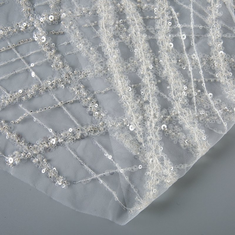 cheap sequin embroidery for wedding party wholesale price wedding embroidery lace fabric for women party dress