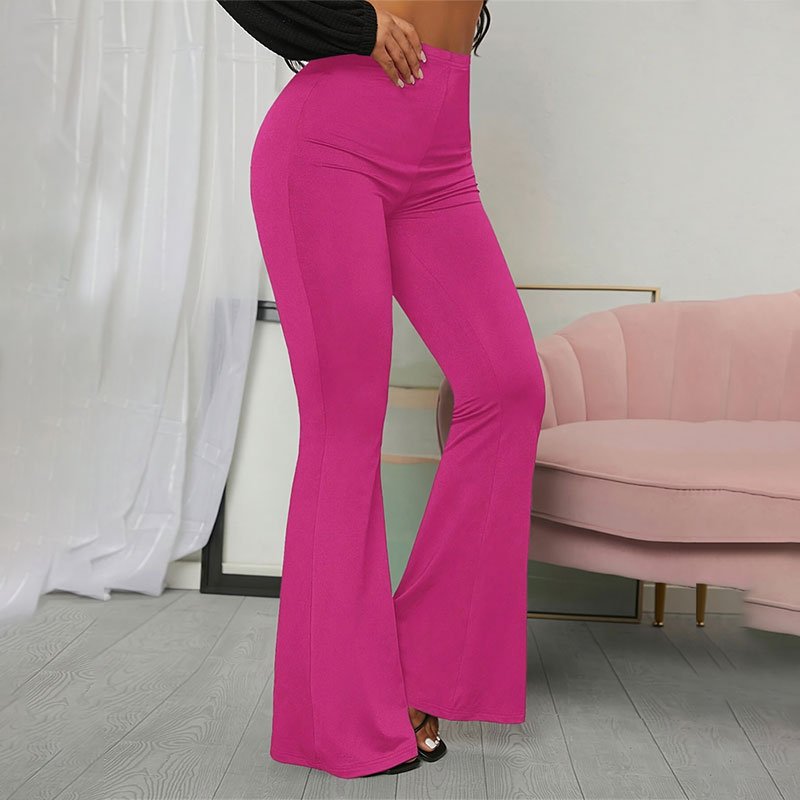 Women Wide Leg Bell Bottoms Leggings pantalones anchos Elastic High Waist Flared Bell Bottom Ribbed Knit Yoga Pants