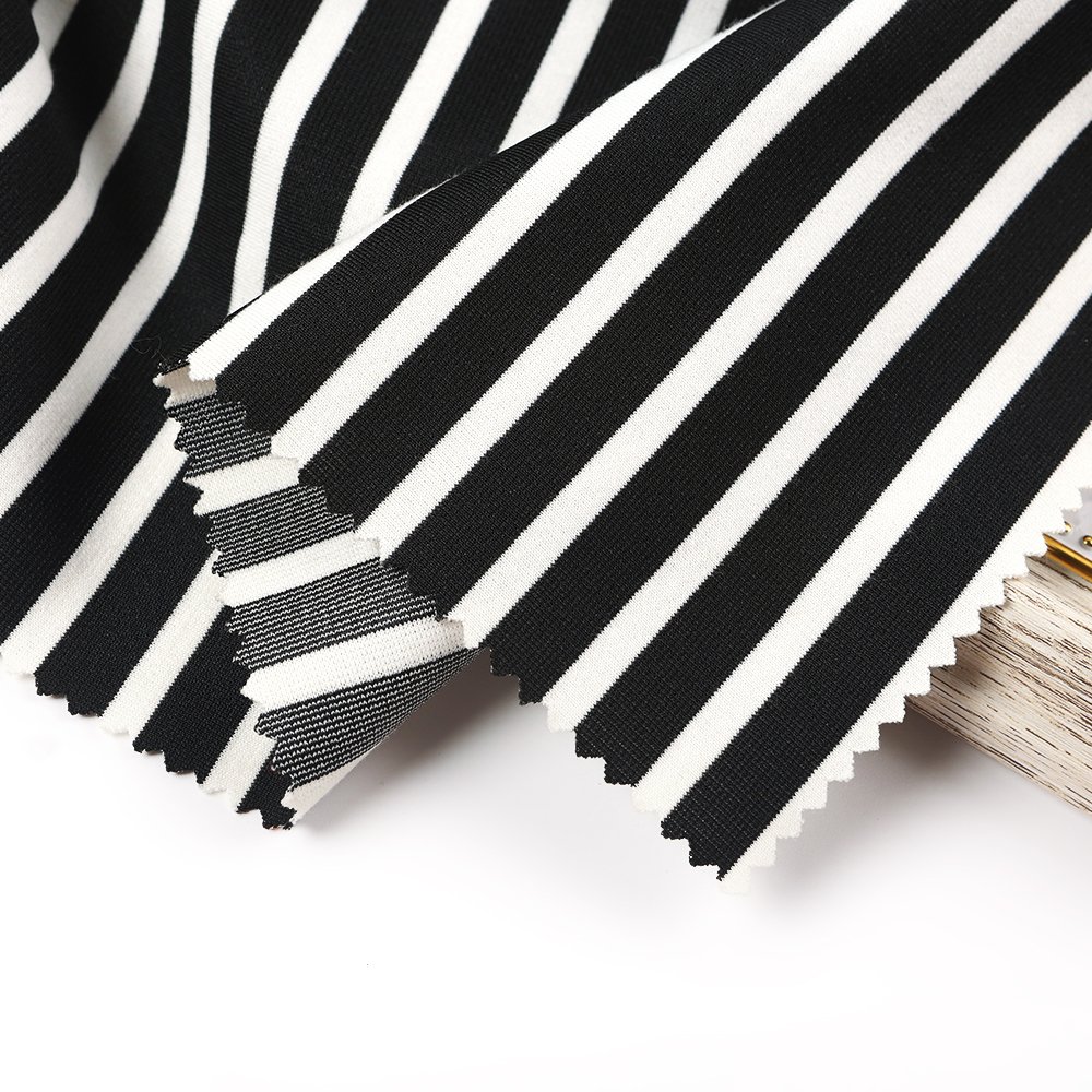 Ponte Roma Fabric Punto De Jersey Knitted Stripe Ponte Roma Stretch Interlock Fabric for Pants Garment Dress Fabric Wholesalers