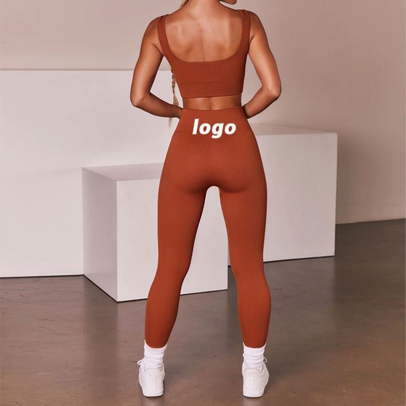 Custom Logo Gym Fitness Sets Clothing Leggings Gym Active Wear Workout Seamless Yoga Set For women