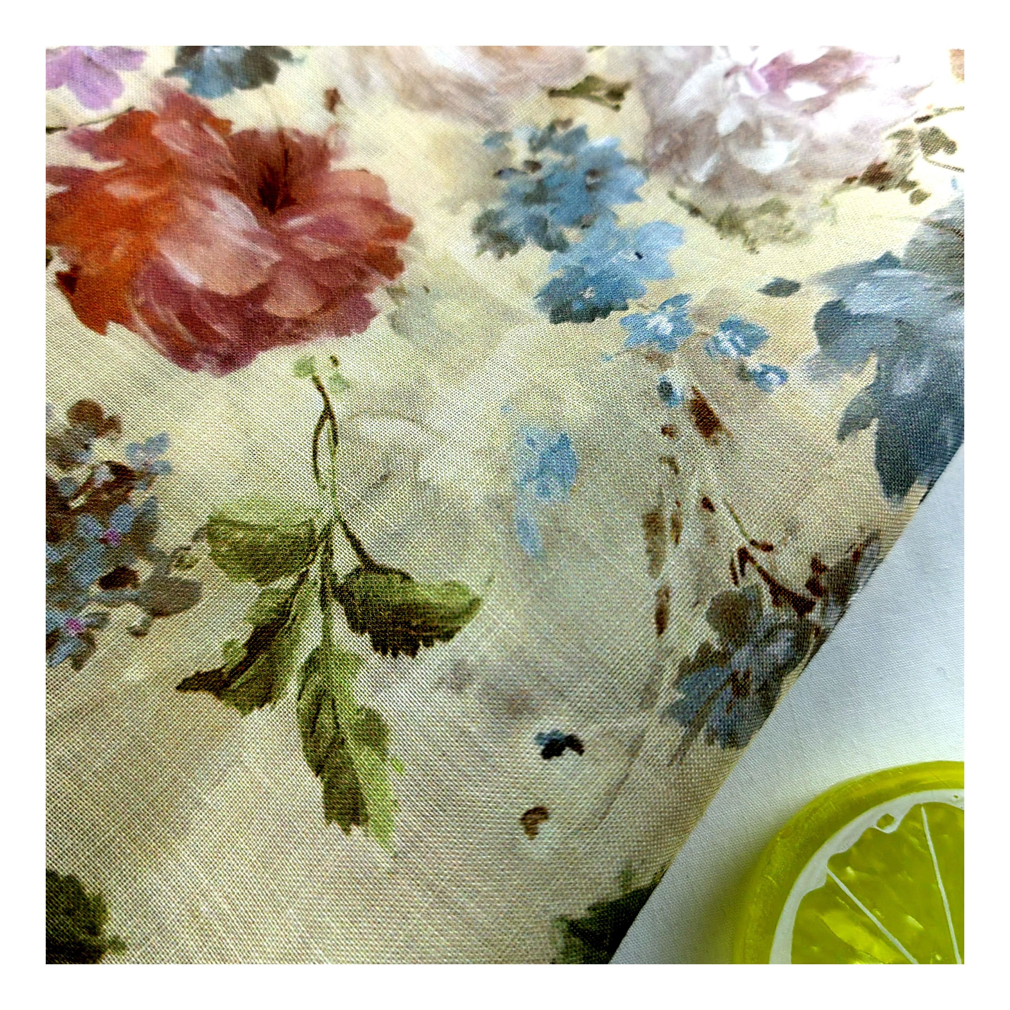 2024 New Products Original Designs Floral pattern Print Fabrics Ramie For Dress Women Shirts Clothing