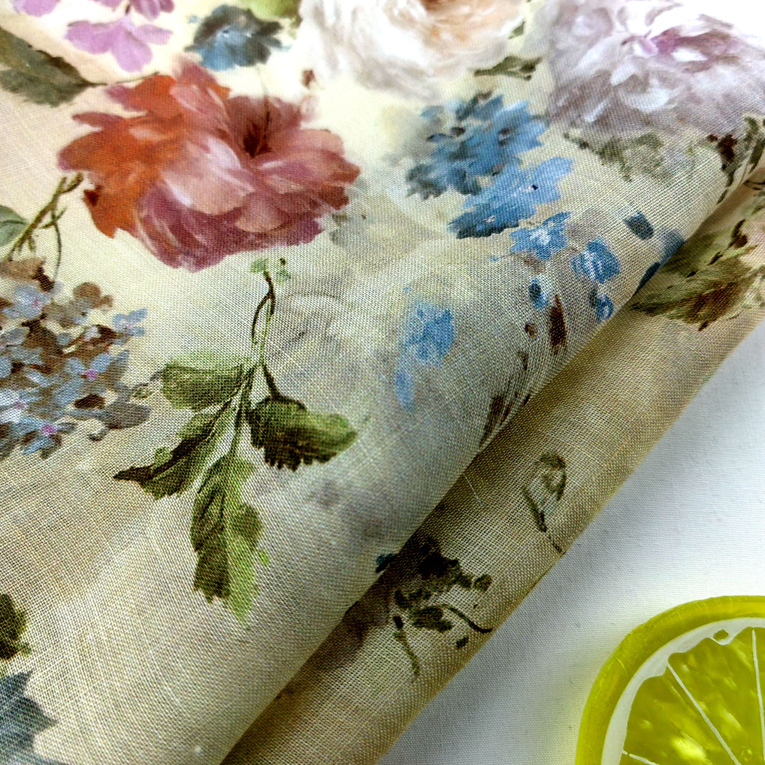 2024 New Products Original Designs Floral pattern Print Fabrics Ramie For Dress Women Shirts Clothing
