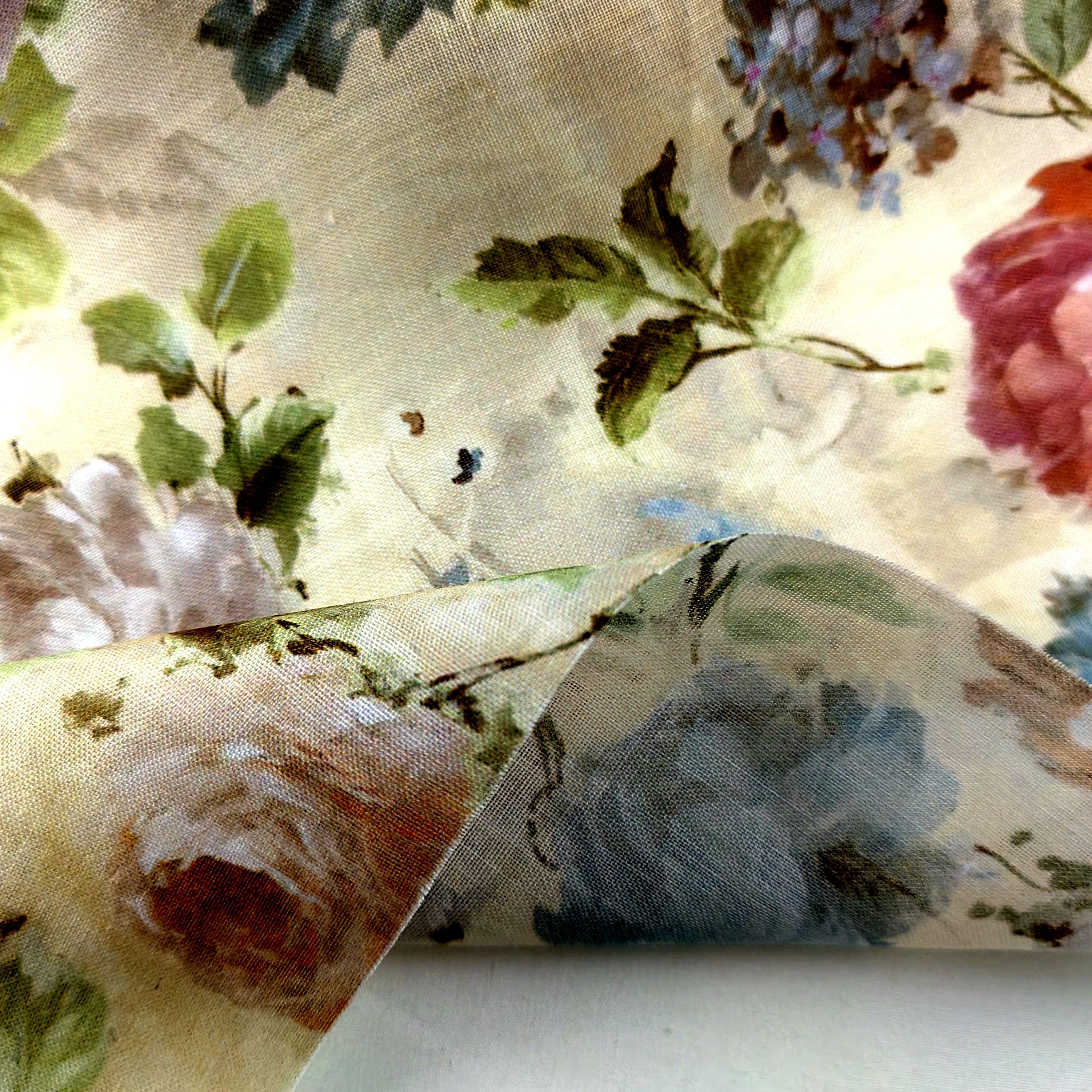 2024 New Products Original Designs Floral pattern Print Fabrics Ramie For Dress Women Shirts Clothing