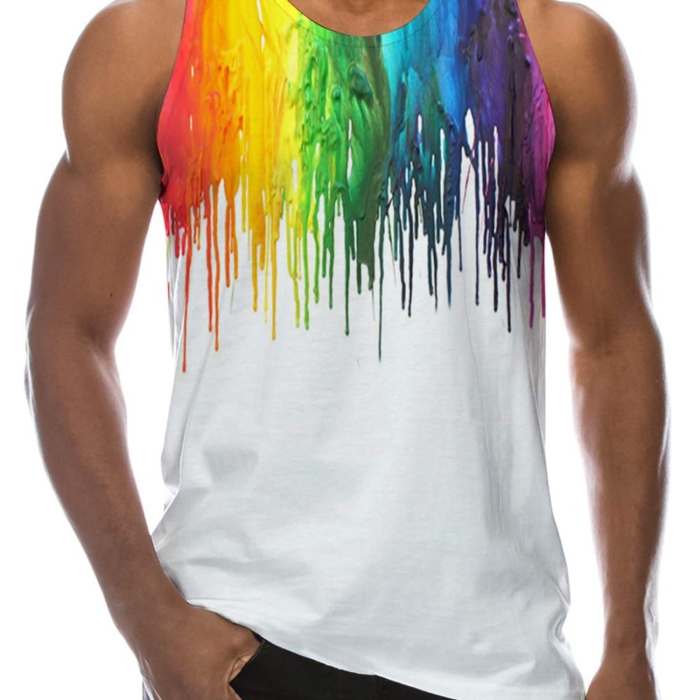 2024 Summer collection mens sleeveless high elastic tank tops custom color sublimation printed men's tank tops