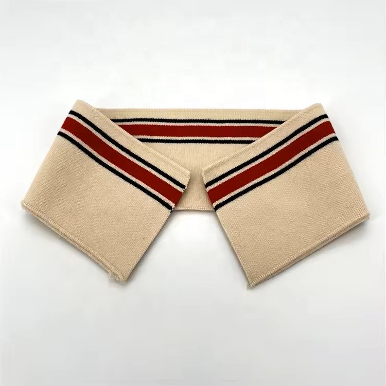Custom 92% cotton 8% spandex stripe rib knit collar and cuffs neckline ribbing