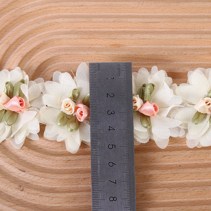 5*5 cm small flowers Lace 3 D cotton chiffon colorful flowers ribbon for shoes hats dress DIY accessories