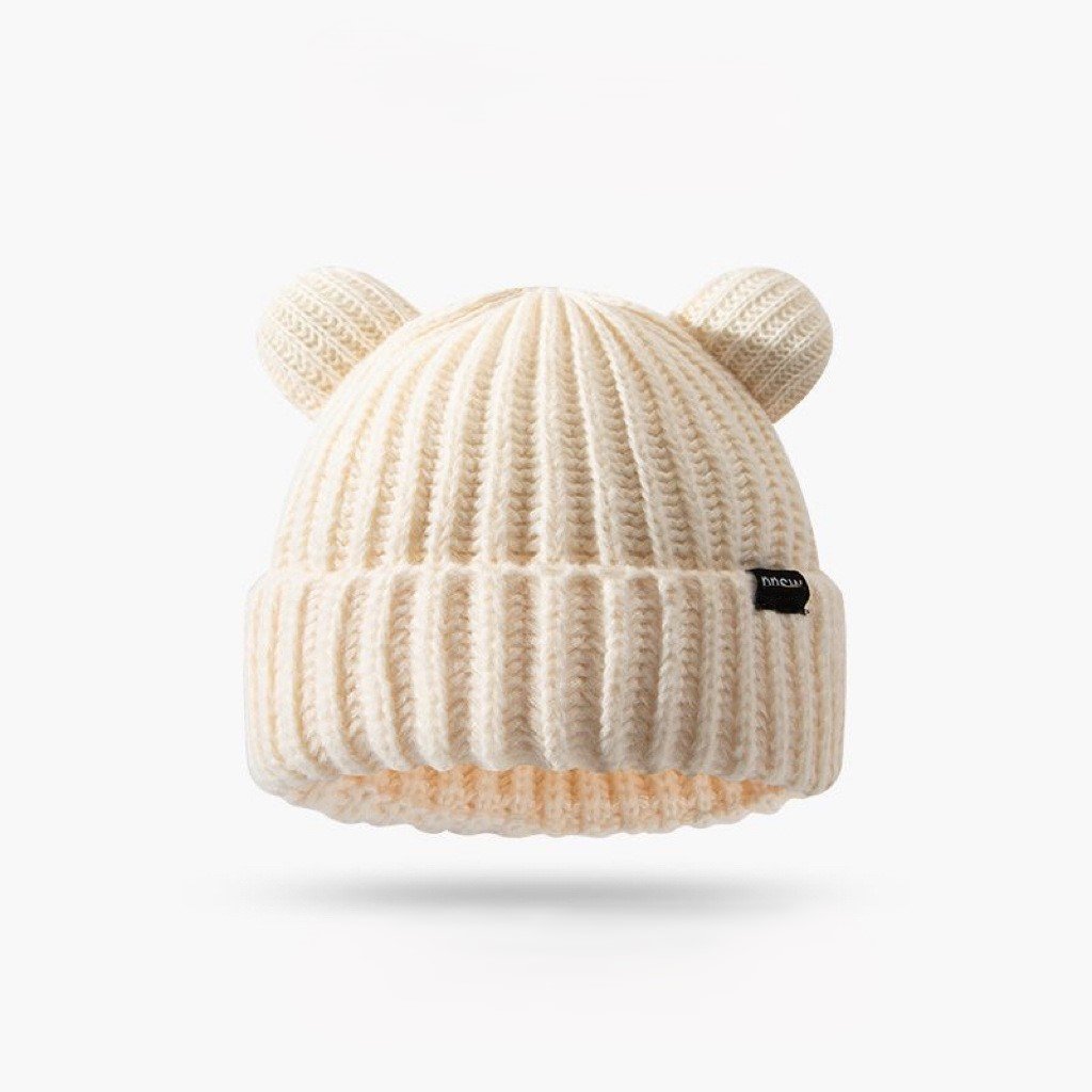 High Quality Premium Bulk Supplier Custom Logo Fashion Youth Warm Blank Cap Knitted Plain Bear Hat Winter Beanies With Ears