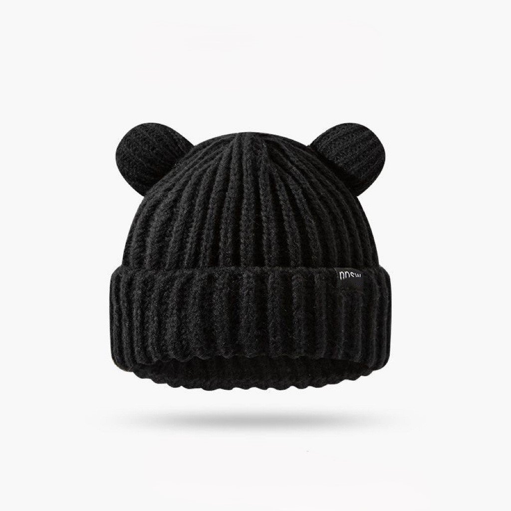 High Quality Premium Bulk Supplier Custom Logo Fashion Youth Warm Blank Cap Knitted Plain Bear Hat Winter Beanies With Ears