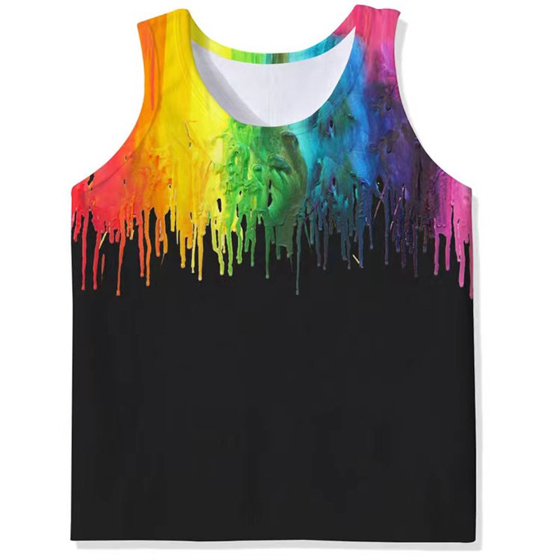 OEM Custom Sublimation Printed High Street Style Breathable Men's Tank Tops Cotton Polyester New Fashion Design Man Tank Top