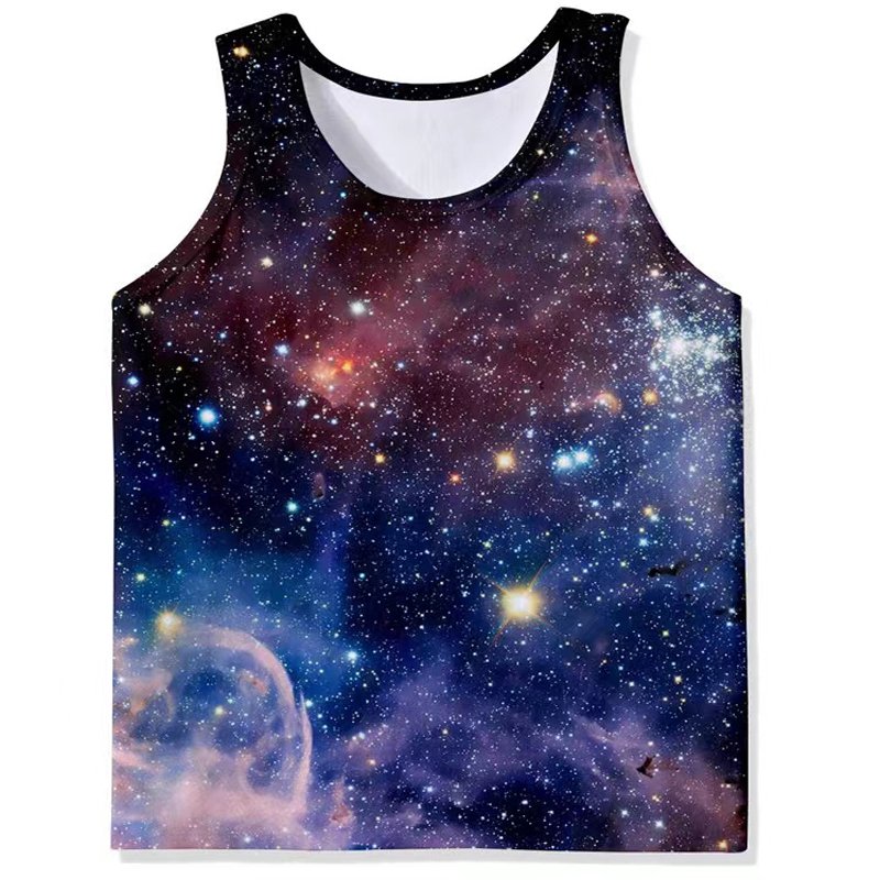 OEM Custom Sublimation Printed High Street Style Breathable Men's Tank Tops Cotton Polyester New Fashion Design Man Tank Top