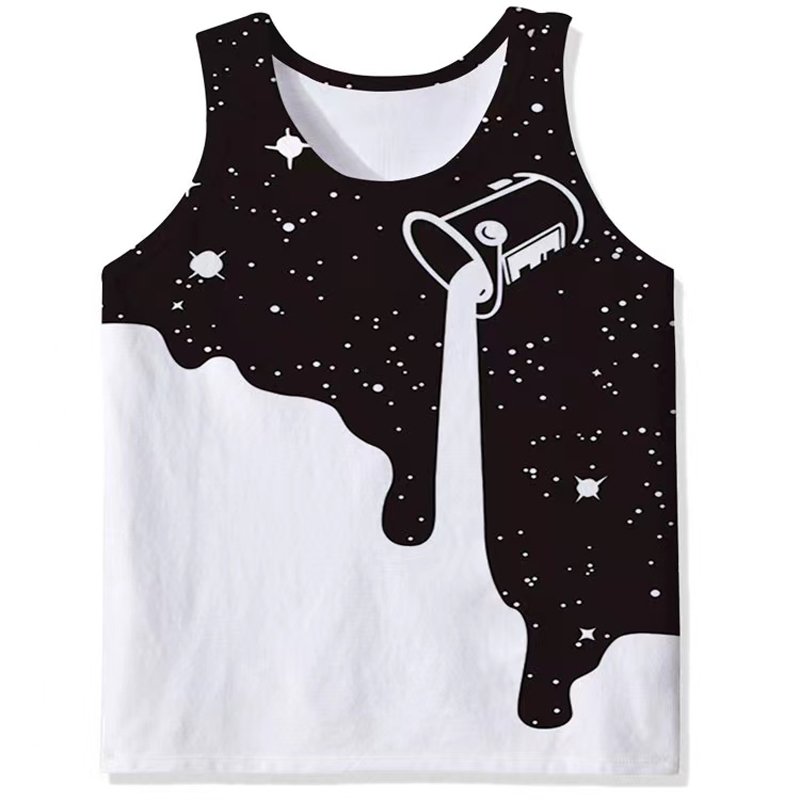 OEM Custom Sublimation Printed High Street Style Breathable Men's Tank Tops Cotton Polyester New Fashion Design Man Tank Top