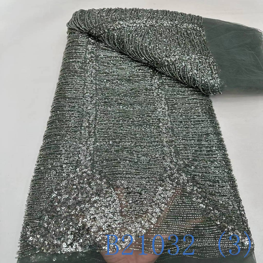 Bridal lace fabric beaded sequins for dress lace embroidery