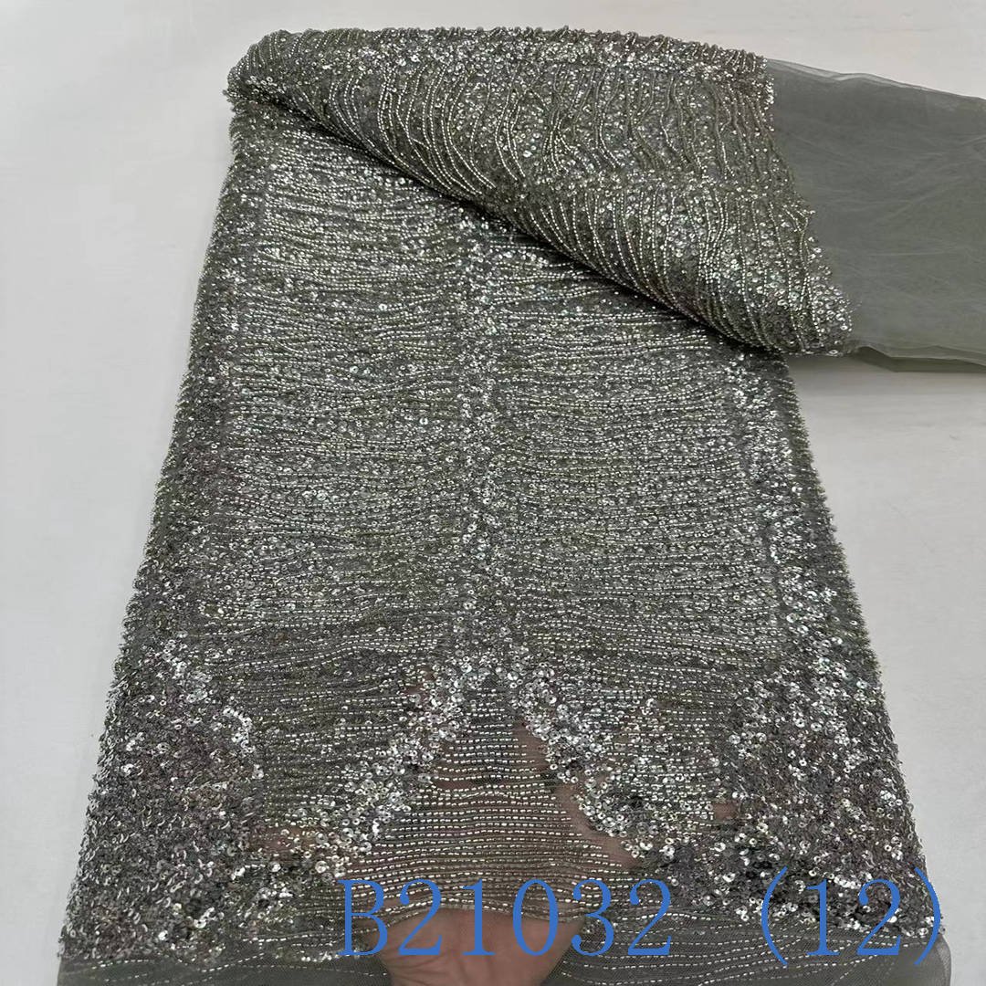 Bridal lace fabric beaded sequins for dress lace embroidery