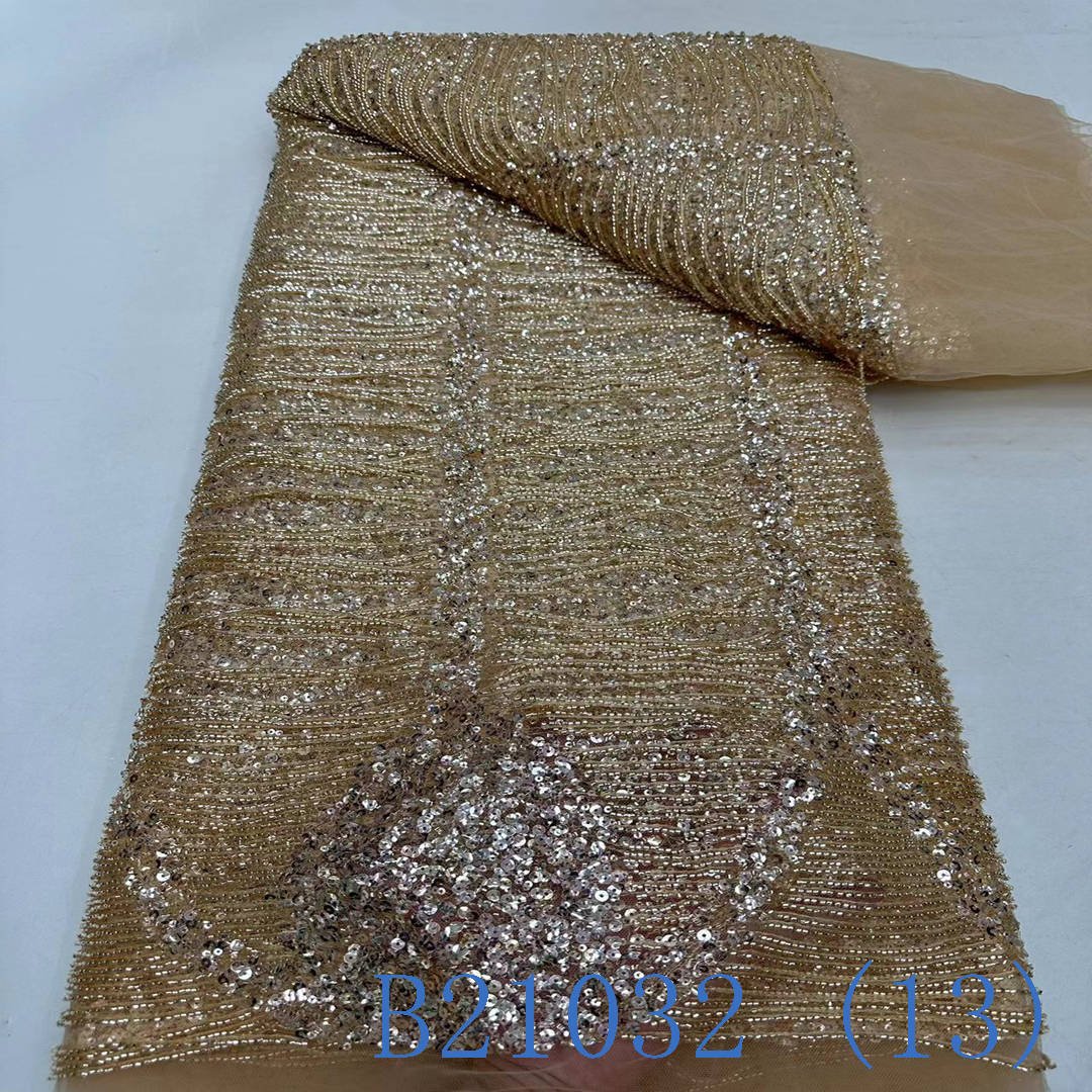 Bridal lace fabric beaded sequins for dress lace embroidery