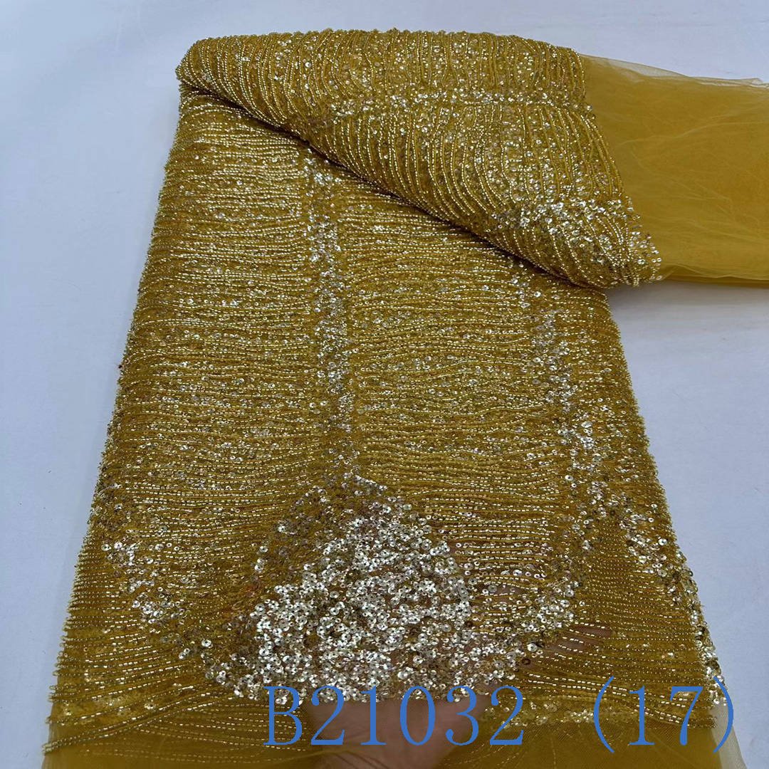 Bridal lace fabric beaded sequins for dress lace embroidery