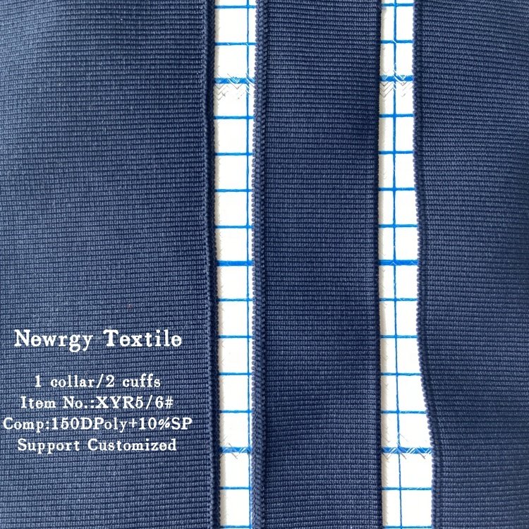 Custom warp ribbed fabric Polyester spandex Custom ribbing knit rib cuff fabric for collar neckline and cuffs