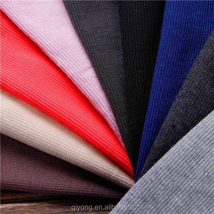 Popular Knitting 95%Polyester 5%Spandex Rib Knit Fabric Stretched for Collar Sleeve