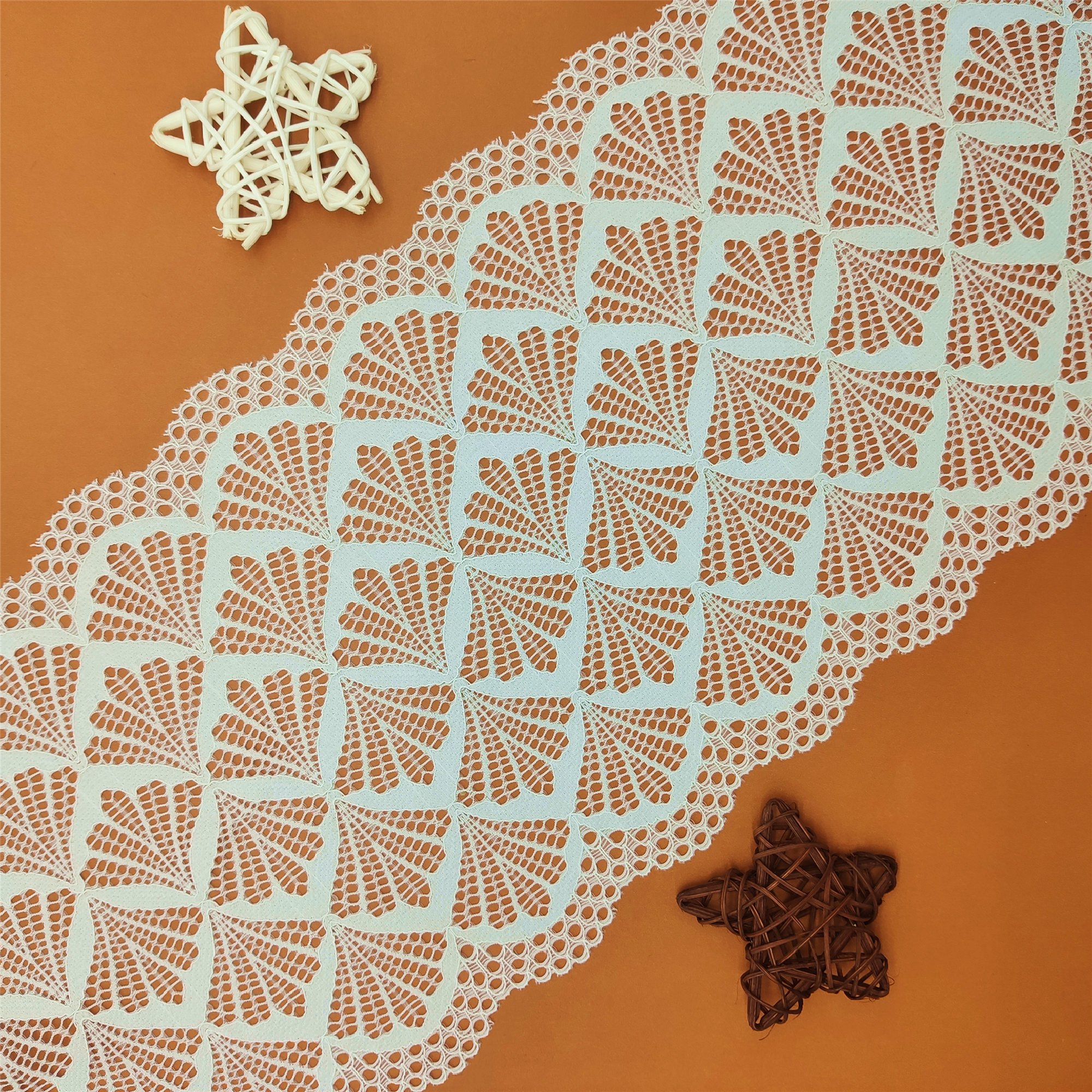 Clearance Sale Beautiful Knitted 18cm Elastic Lace Trim in White Black Nylon Spandex Mesh Fabric Stretch Feature Decorations