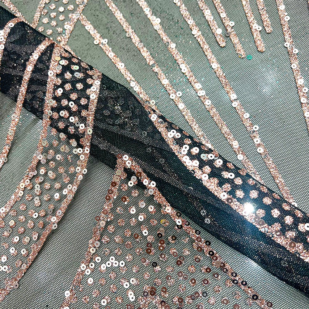 High Quality Glitter Sequin Mesh Fabric Embroidery Sequin Lace Fabric For Dress