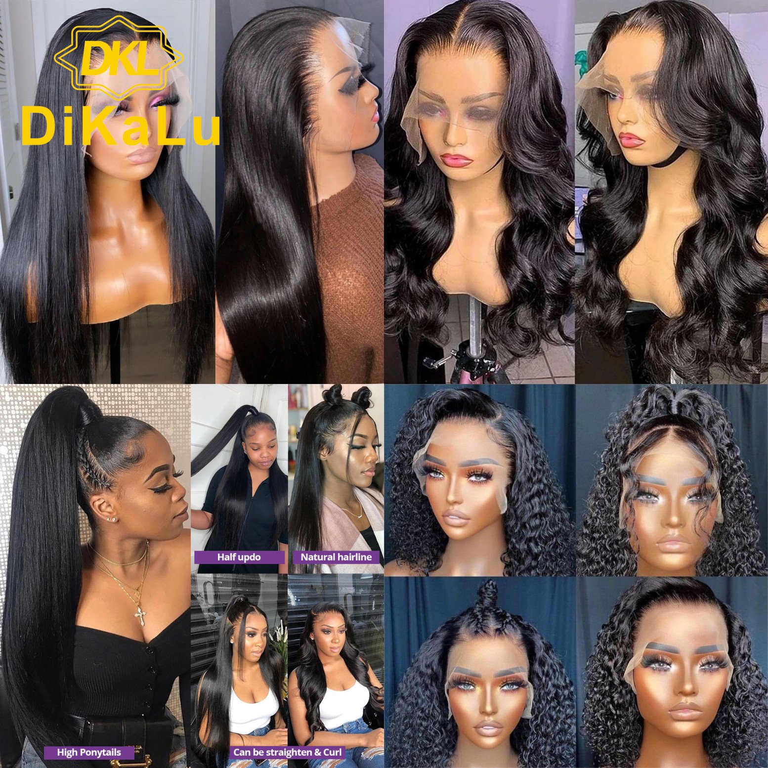 Cheap HD Transparent Lace Front Wig, Ombre Brown 13*4 Lace Front Wigs, Honey Blond Highlight Human Hair Wig