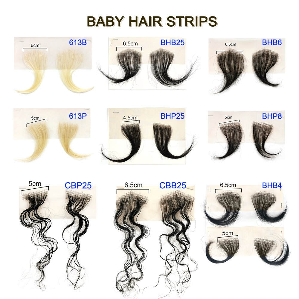 DIY Cut HD Lace Baby Hair Stripes 4 pcs Human Hair Edge Swiss Lace Hairline Baby Hairs Strips