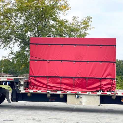 3 Piece Lumber Tarp Flatbed Trailer with 8ft Drops for Large Cargo 18 oz Vinyl Coated Polyester 3 Rows D-Rings
