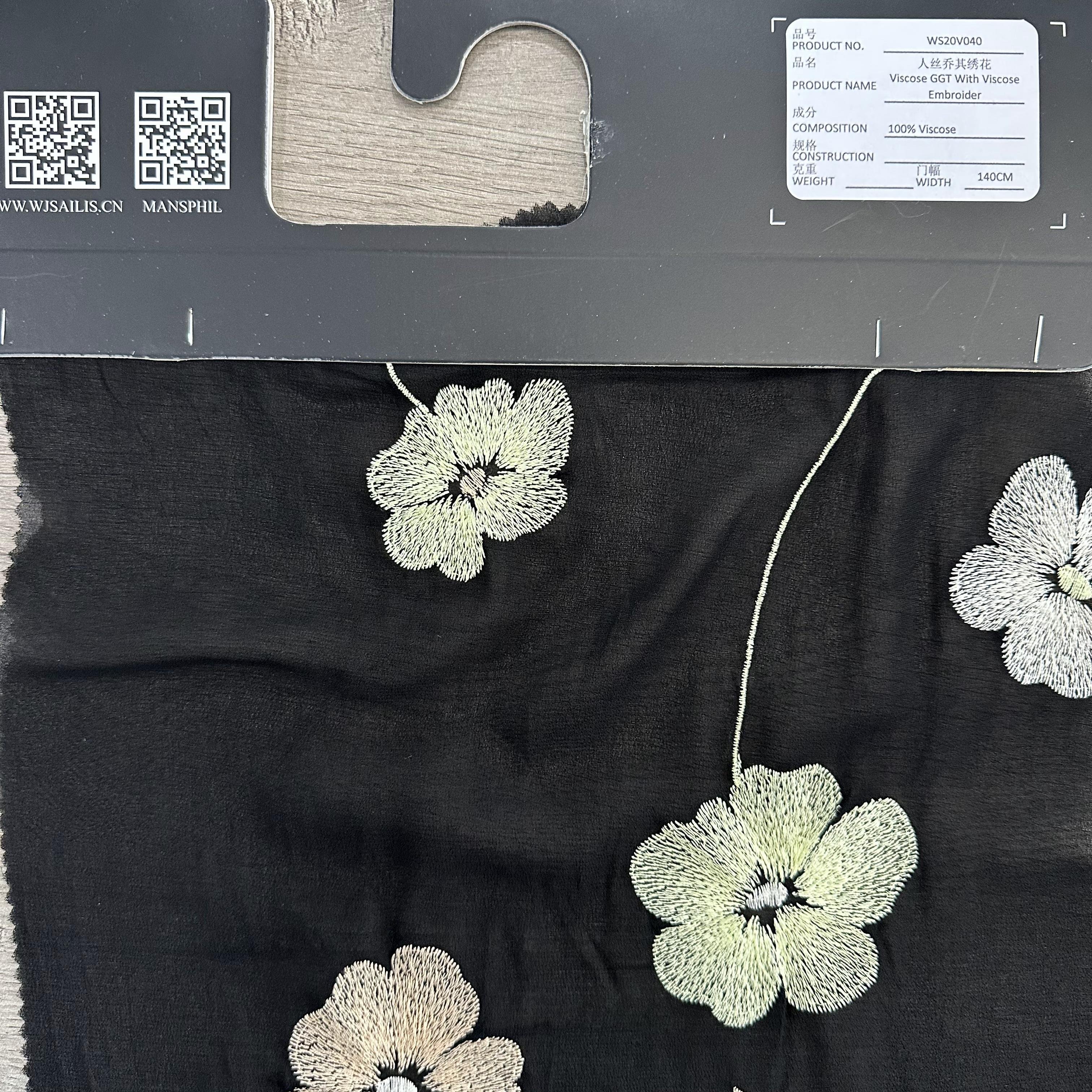 New Design 100%Viscose Embroidery Fabric Georgette With Viscose Embroidery Fabric For Women's Clothing