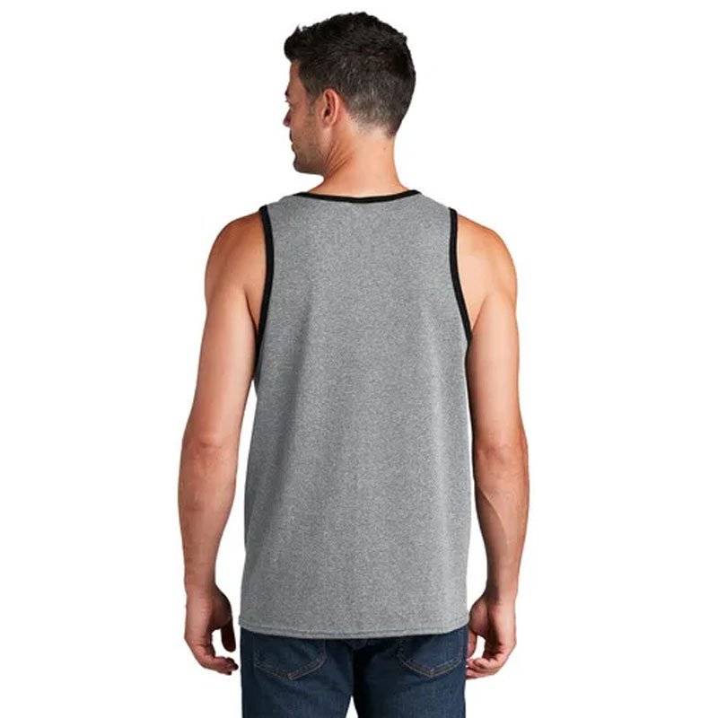 Men's O-Neck Tank Top Breathable Cotton Muscle Shirt with Ringer Two Tone and Badge Decoration Knitted