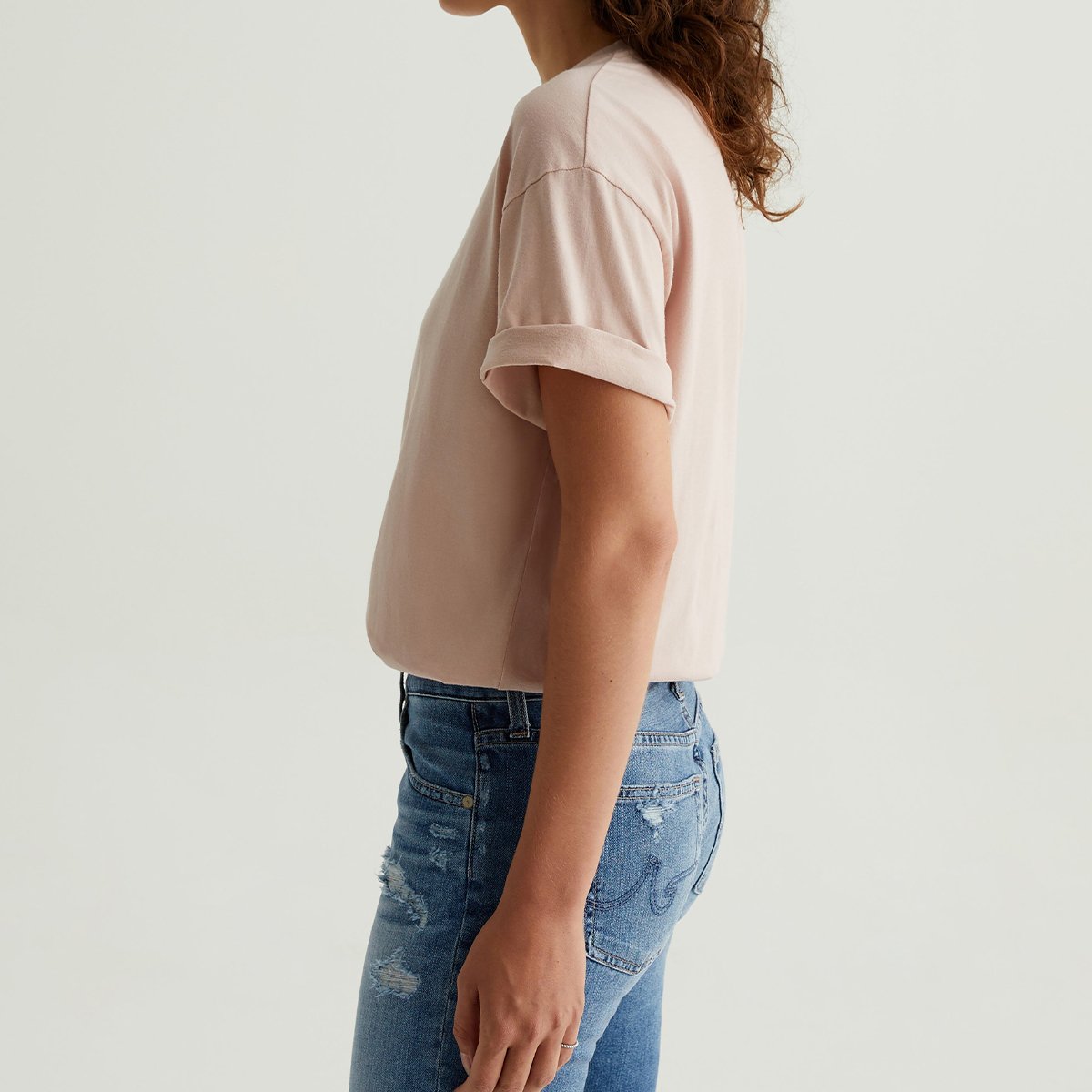 OEM/ODM Custom Vintage Pink Women's Relaxed Fit Crewneck Tee - Drop Shoulders, 100% Cotton Knit, S&Z-Twist Yarns