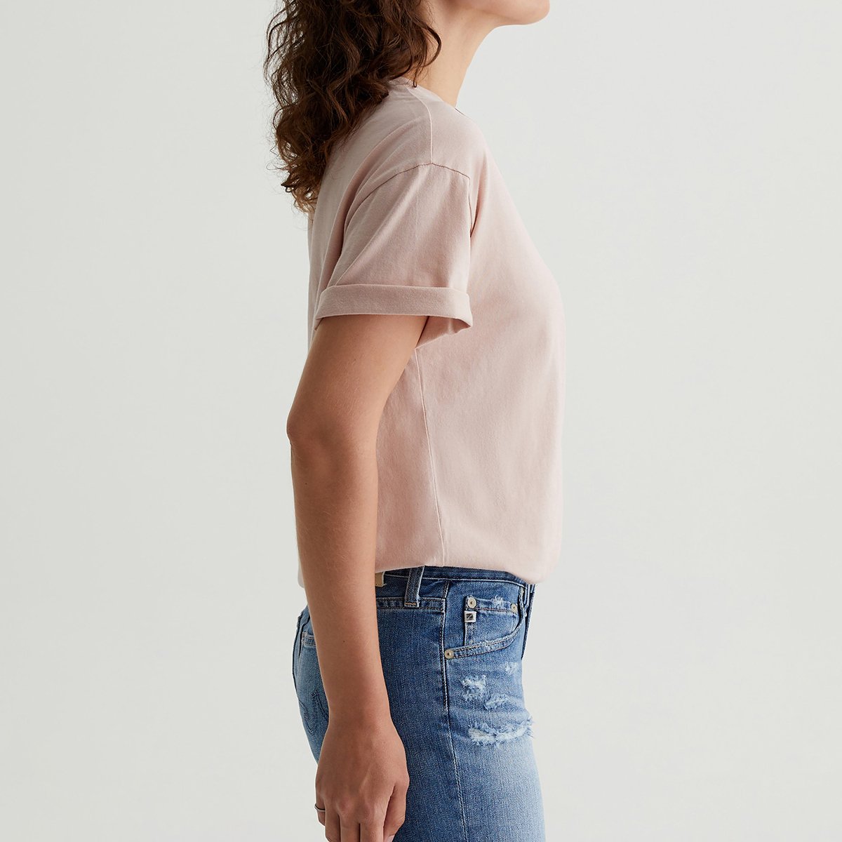 OEM/ODM Custom Vintage Pink Women's Relaxed Fit Crewneck Tee - Drop Shoulders, 100% Cotton Knit, S&Z-Twist Yarns