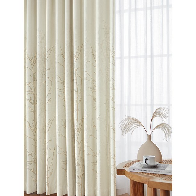 110"inch 280cm width blackout sunscreen double faced exquisite modern living room curtain fabric linen look