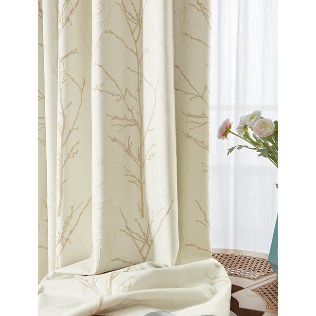 110"inch 280cm width blackout sunscreen double faced exquisite modern living room curtain fabric linen look