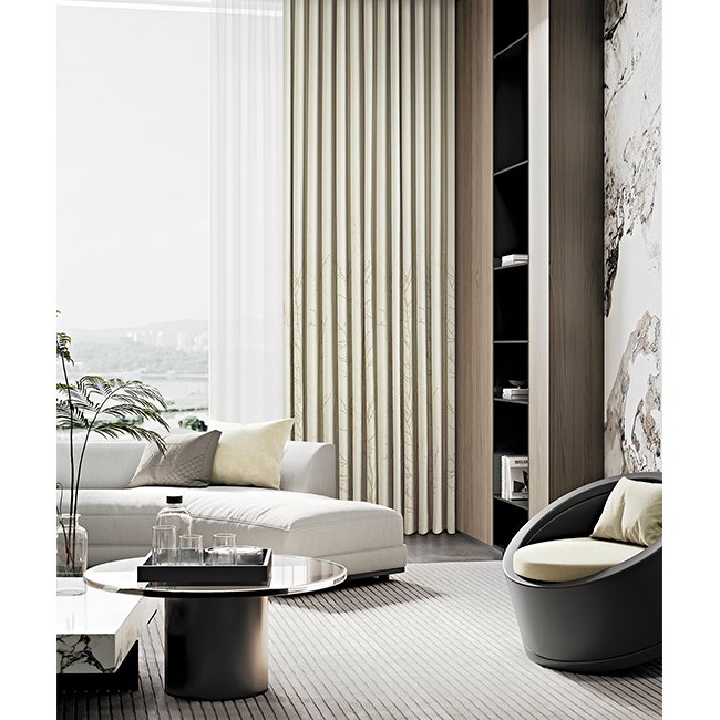 110"inch 280cm width blackout sunscreen double faced exquisite modern living room curtain fabric linen look