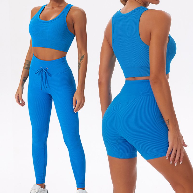 Custom Logo 6 Piece Gym Workout Sets For Womens Fitness Sexy Zipper Bra Activewear Sets Workout Ribbed Seamless Yoga Set