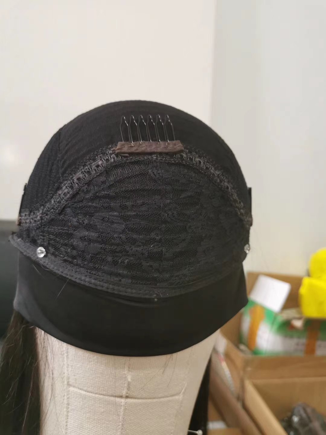 Swiss Lace Wig 100% Human Hair Headband Short Black Brazilian Hair 1 Piece Swiss Lace Wig Transparent Wholesale Straight Style