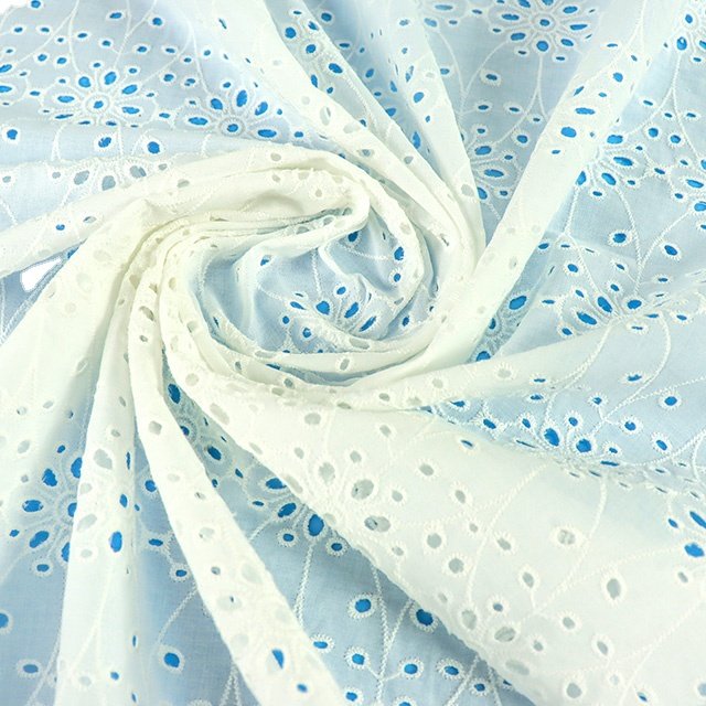 New fashion breathable customized embroidered cotton fabric pure cotton embroidery fabric for wedding dress