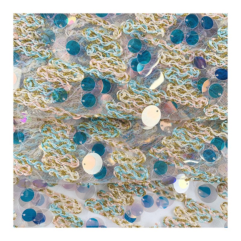 Rope embroidery wafer two in one 100% polyester fabric for women dress embroidery fabric