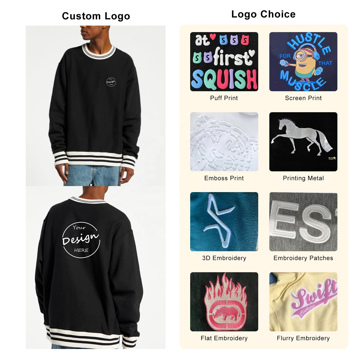 OEM Manufacturer Best Price Color Block Striped Ribbed Cuff And Hem Crewneck Fashion Embroidery Logo Design Male Sweatshirts