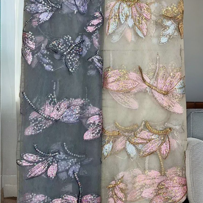 Hot Sale 90*140cm Mesh Fabric Sequin embroidery Lace for Dress,Wedding Fabric Embroidered Diy Handmade Sewing Supplies Crafts