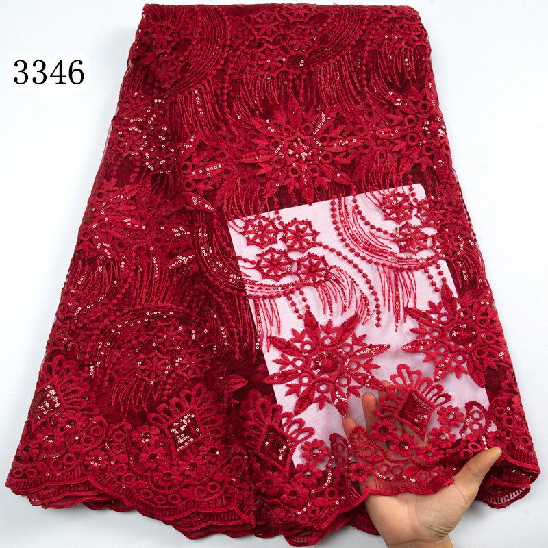 3346 Baby Blue French Mesh Net Lace With Sequins Cheapest Embroidery African Lace Fabric 2023 High Quality For Senegal Women