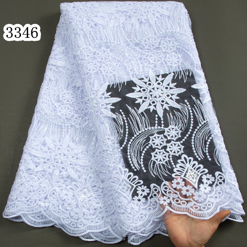 3346 Baby Blue French Mesh Net Lace With Sequins Cheapest Embroidery African Lace Fabric 2023 High Quality For Senegal Women