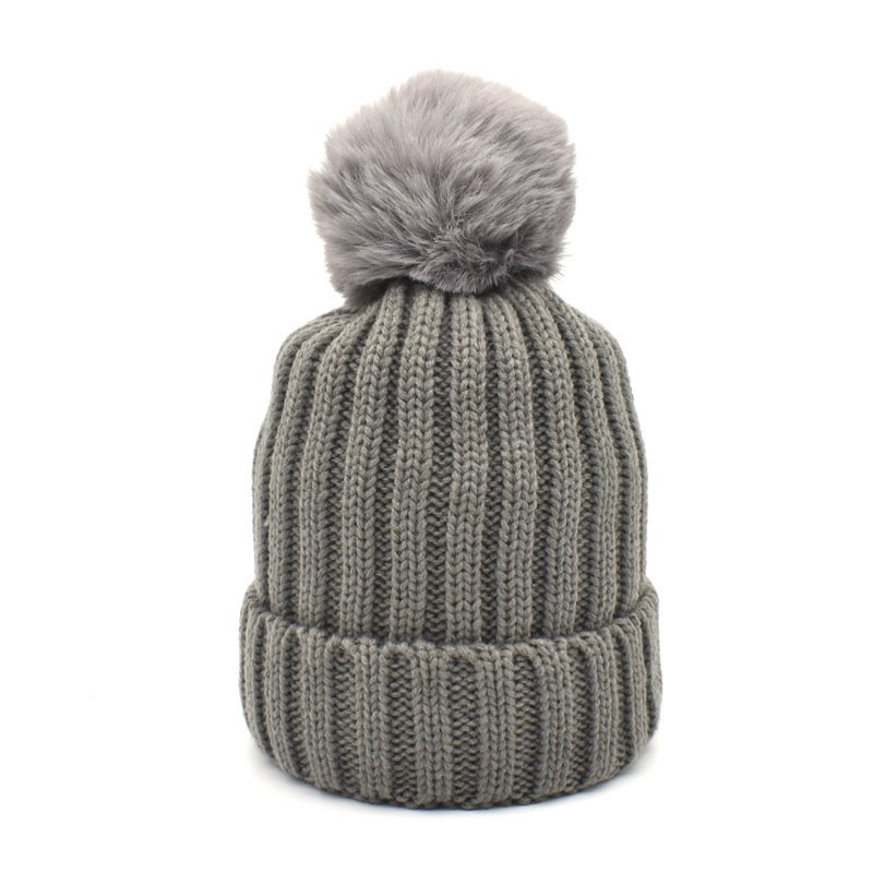 High quality custom logo winter unisex toque cable knit ribbed acrylic beanie with pom pom