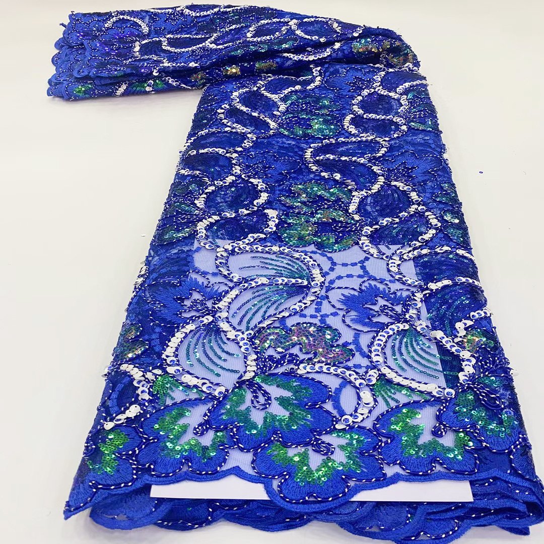 African Nigerian Lace Fabric 2023 High Quality Heavy Sequins Lace French Mesh Lace Fabric For Wedding Party Dress Sewing