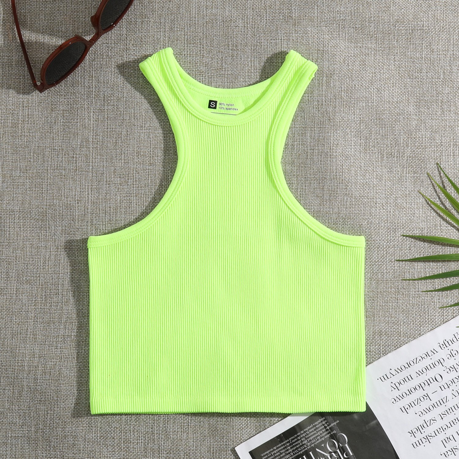 ODM OEM Clothing Custom Logo Graphic Wholesale Blank Ladies White Black Plain Basic Knit Ribbed Crop Tank Top Women