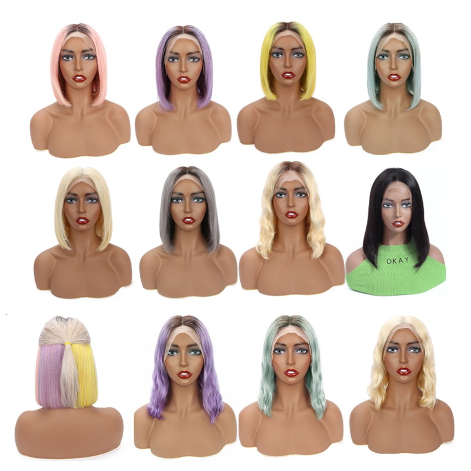 Brazilian Natural Human Hair Kinky Curly Short Bob Wigs Human Hair Lace Front Wigs Glueless Hd Lace Frontal Wigs For Black Women
