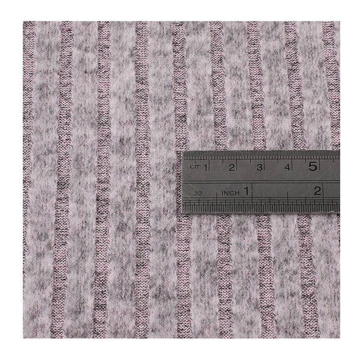 Fashion Design 35%Viscose 60%Polyester 5%Spandex Blended Stretch Comfort Brushed Colored Cotton Coarse Strip Ribbed Knit Fabric