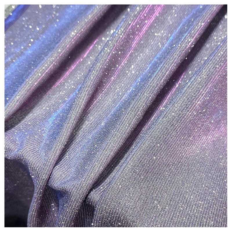 LF002 Custom 95 Polyester 5 Spandex Rib Knit Stretch Lurex Fabric Silver Shiny Metallic Lurex Fabric for Dress