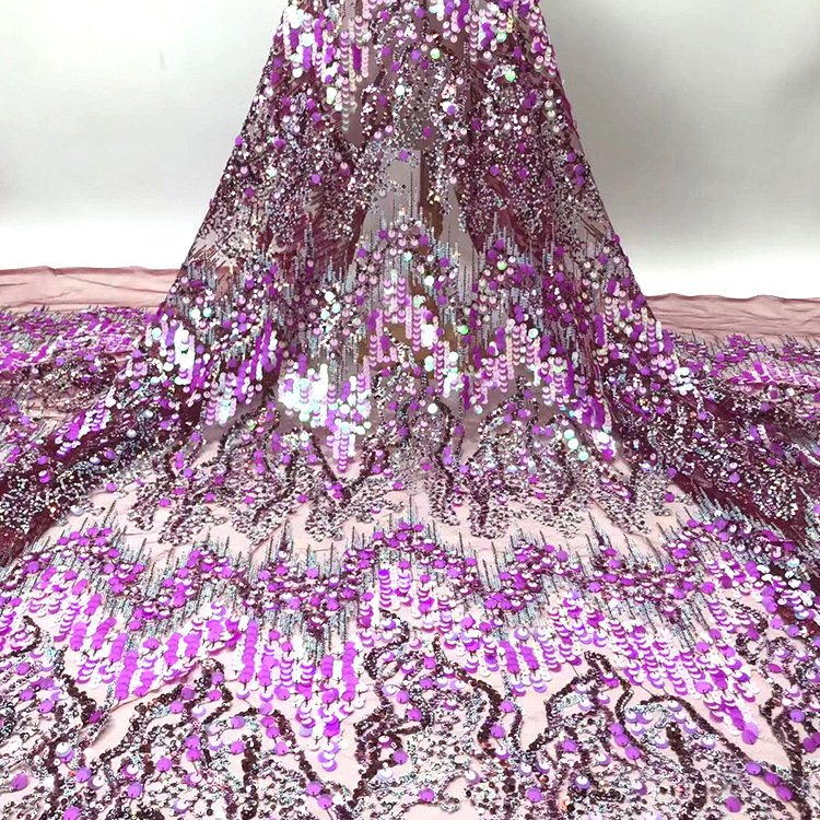 2024 Fashion Austria Wedding Dress Bridal Dress Fabric High Quality Beaded lace Embroidery fabric Luxury French Tulle Mesh