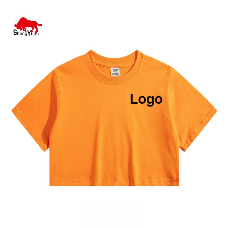 Custom Women Short Sleeve Cotton Crop Tops Cropped Puff Print Rhinestone Baby Tee