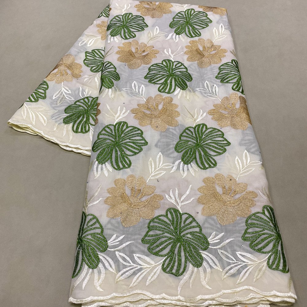 Chenlee voile lace fabric african swiss 5 yards embroidery fabric cotton